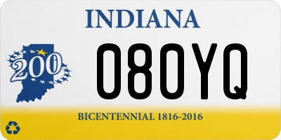 IN license plate 080YQ