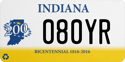 IN license plate 080YR
