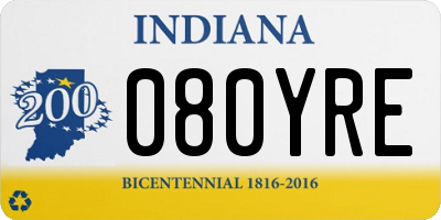 IN license plate 080YRE