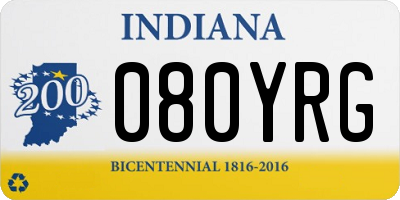 IN license plate 080YRG