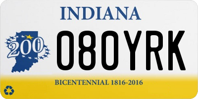 IN license plate 080YRK