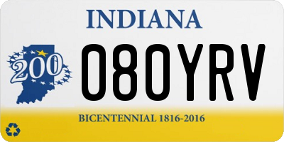 IN license plate 080YRV