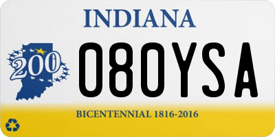 IN license plate 080YSA