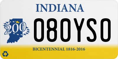 IN license plate 080YSO