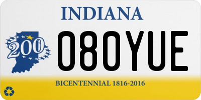 IN license plate 080YUE
