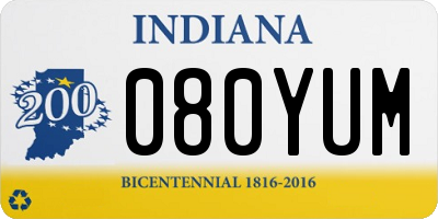 IN license plate 080YUM