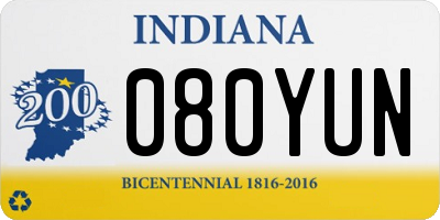 IN license plate 080YUN