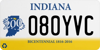 IN license plate 080YVC