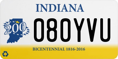 IN license plate 080YVU
