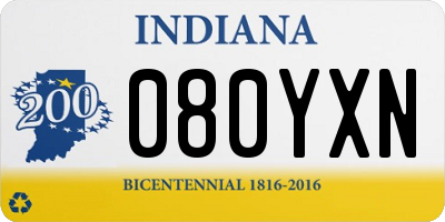 IN license plate 080YXN