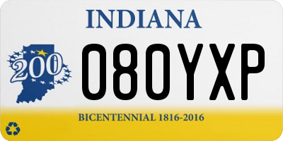 IN license plate 080YXP