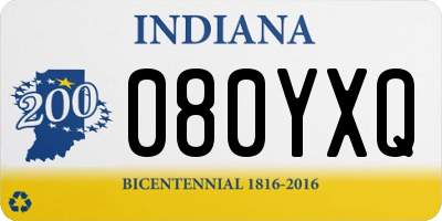 IN license plate 080YXQ