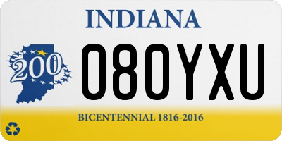 IN license plate 080YXU