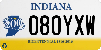 IN license plate 080YXW