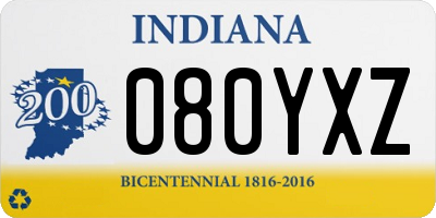 IN license plate 080YXZ