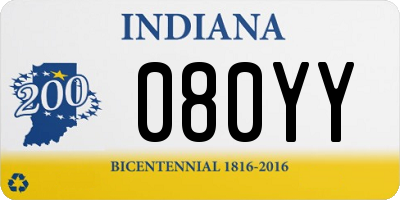 IN license plate 080YY