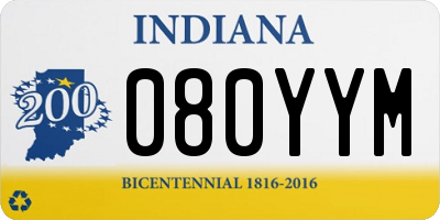 IN license plate 080YYM