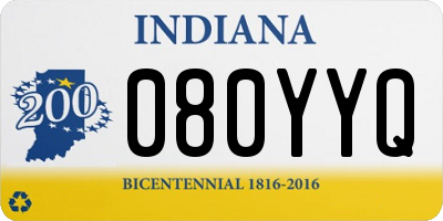 IN license plate 080YYQ