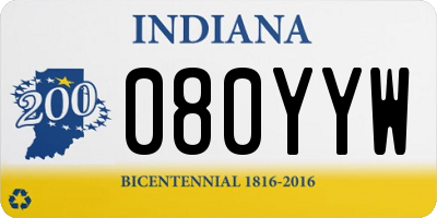 IN license plate 080YYW