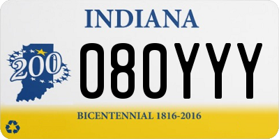 IN license plate 080YYY