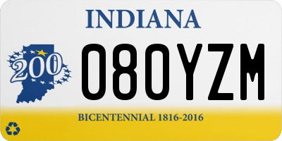IN license plate 080YZM