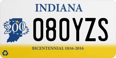 IN license plate 080YZS