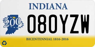 IN license plate 080YZW