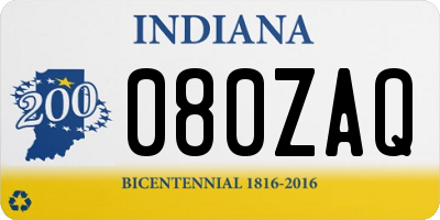 IN license plate 080ZAQ