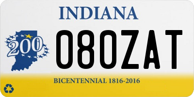 IN license plate 080ZAT