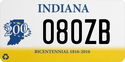 IN license plate 080ZB