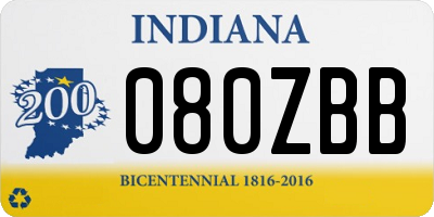 IN license plate 080ZBB