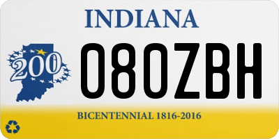 IN license plate 080ZBH