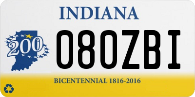 IN license plate 080ZBI