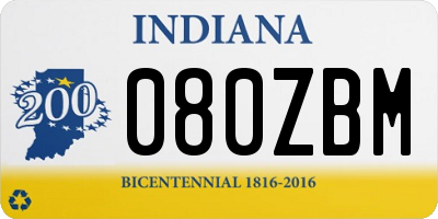 IN license plate 080ZBM