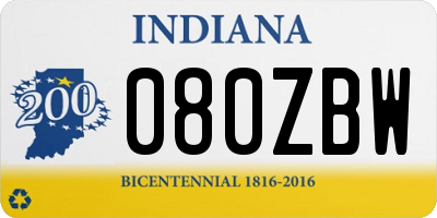IN license plate 080ZBW