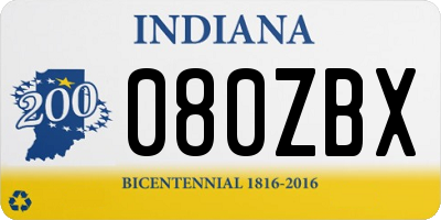 IN license plate 080ZBX