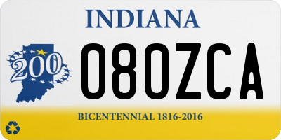 IN license plate 080ZCA