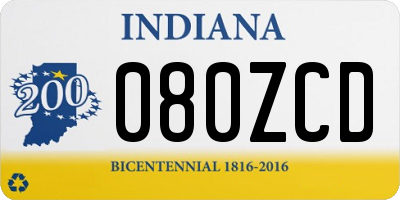 IN license plate 080ZCD