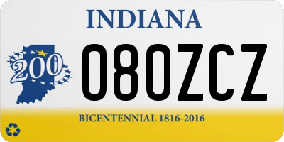 IN license plate 080ZCZ