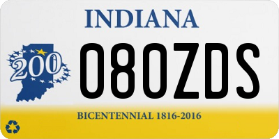 IN license plate 080ZDS