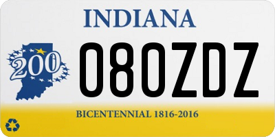 IN license plate 080ZDZ