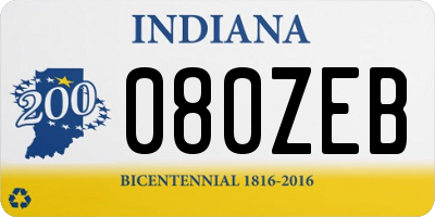 IN license plate 080ZEB