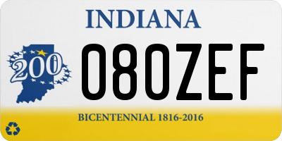 IN license plate 080ZEF