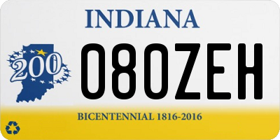 IN license plate 080ZEH