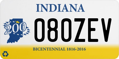 IN license plate 080ZEV
