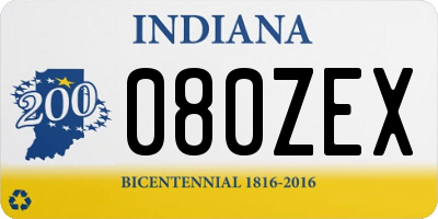 IN license plate 080ZEX