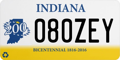 IN license plate 080ZEY