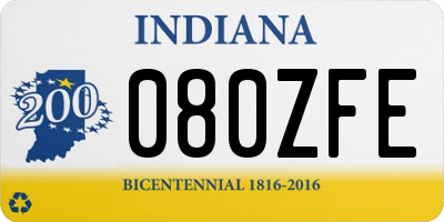 IN license plate 080ZFE