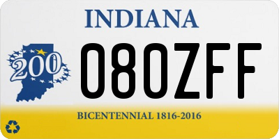 IN license plate 080ZFF