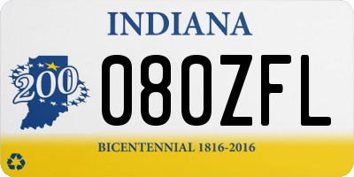 IN license plate 080ZFL